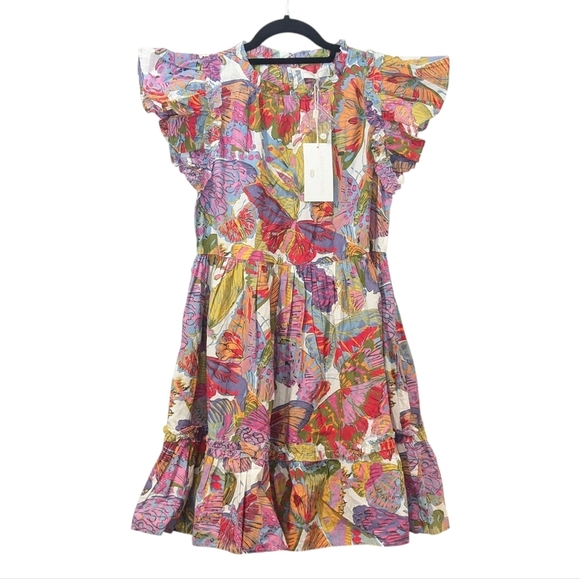 NWT Caroline Constas Multicolor Papillion Floral Print Mini Dress - Picture 1 of 9